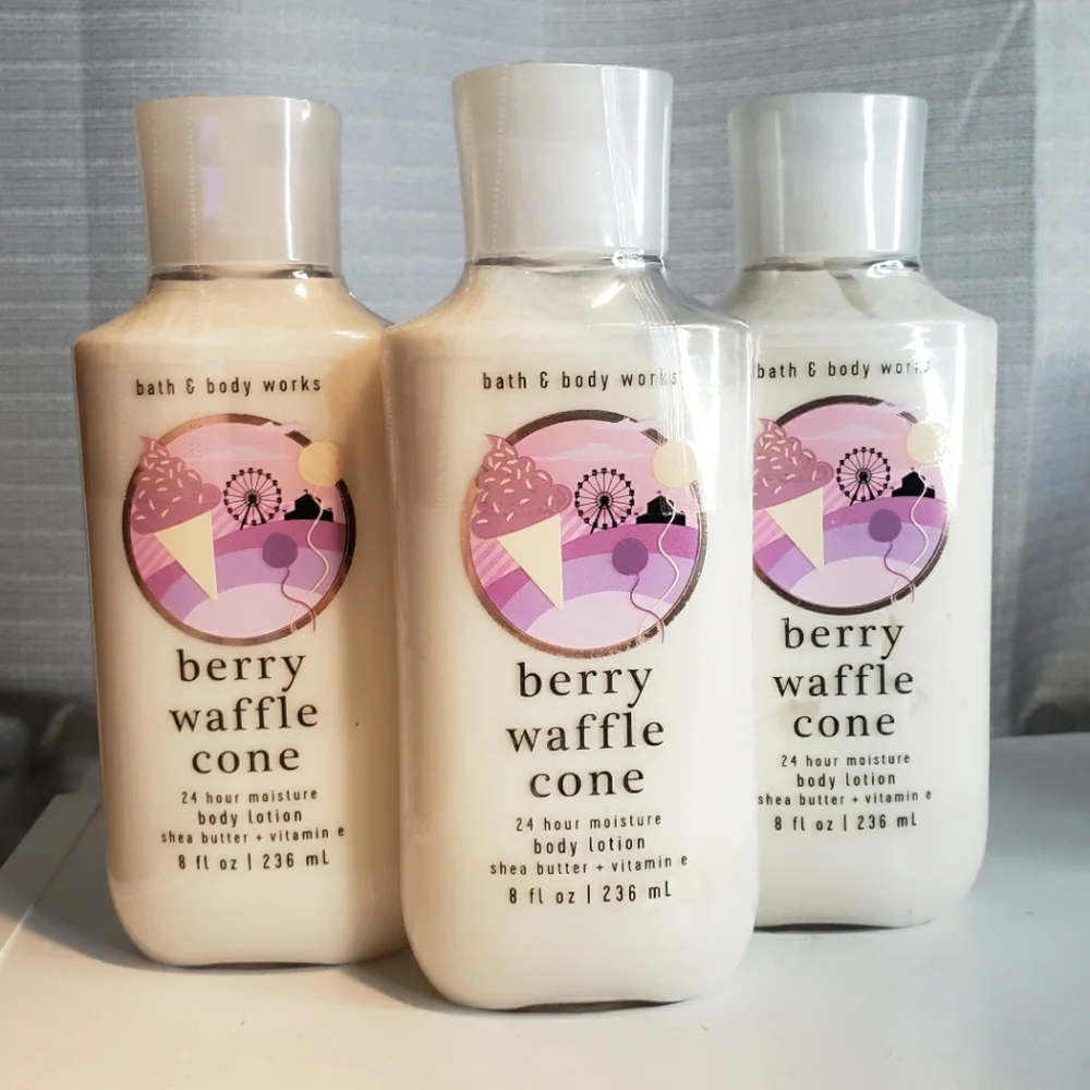 NEW BBW BERRY WAFFLE CONE LOTIONS X3 - Picture 1 of 2